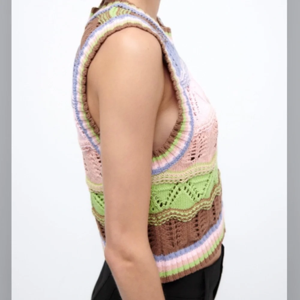 Zara Multicolor Crochet Knit Sleeveless Vest Top